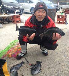 東系の風で釣り辛い中5枚は大漁です！