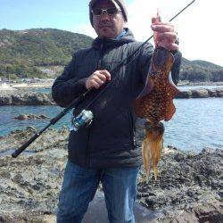 すさみエリア地磯でエギング、昼前にアオリGET！