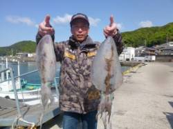 工場裏、夜通しヤエン釣りでのアオリイカ♪