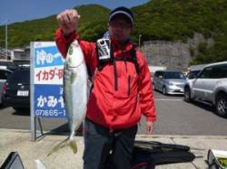 神谷一文字 ショアジギングでハマチ48cm…