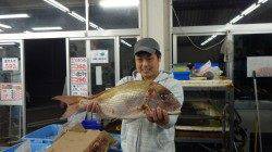 堺漁港　カゴ釣りでマダイ64cm＆口太グレ41cm