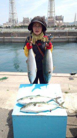 マリーナシティ海洋釣り堀、今日はブリもあがりました！