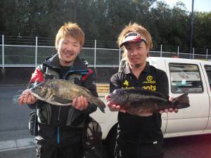 有田の磯 フカセでチヌ49cm＆カンダイ4…