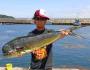 黒島の磯　トップでシイラ106ｃｍがヒット☆