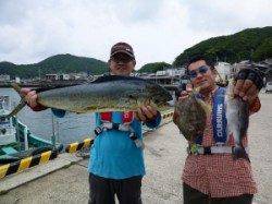 神谷　平バエでブリ85cm＆一文字でシイラ65cm　ルアーで