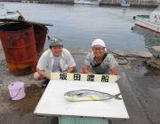 黒島の筏でのルアー釣りでシイラ75cm