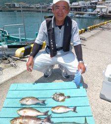 神谷沖一文字でのカゴ釣り　イサギ楽しめます！