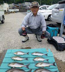 沖一文字でカゴ釣り　イサギ〜39cm