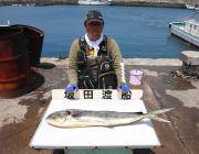 黒島の磯で大物をゲット☆　シイラ105cm…