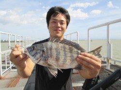 尼崎市魚つり公園で脈釣り、チヌにコショウダイ