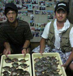 岸和田一文字　ムキエビのエサでカワハギ大漁釣果