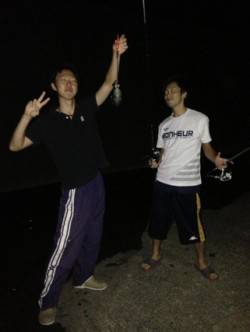 雑賀崎、渋い中アオリ一匹とアジ４匹でした！…