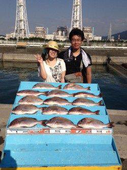 マリーナシティ海洋釣り堀、マダイ14匹の好釣果！！