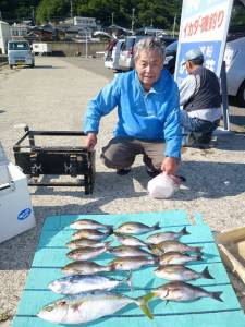 神谷沖一文字でのカゴ釣り　イサギ爆釣！