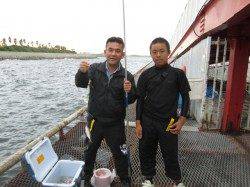 尼崎市魚つり公園、昼からは晴れ間が出ました。サビキ釣果