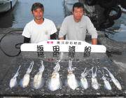 黒島の磯のアオリイカ　HITカラーはピンクとオレンジ