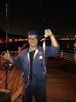 舞洲でのタチウオワインド　ベイトにイワシが入ってきました