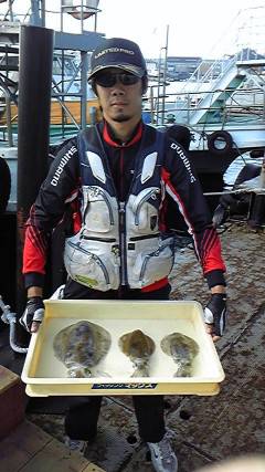 沖一文字カーブ、エギングでアオリ最大胴長2…