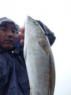 翼港、アジの飲ませ釣りでハマチをキャッチ！