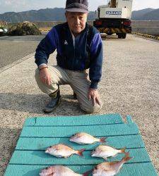 神谷沖一文字　カゴ釣りで小ダイ＆イサギの釣果