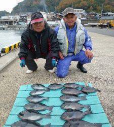 神谷沖一文字内向きでカゴ釣り　グレ14匹