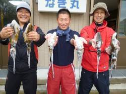 湯浅の磯、ヤエン、3人でアオリ6杯の釣果