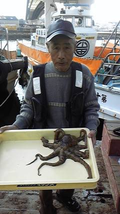 沖一文字北で、1.1kgのタコをエサはカニ…