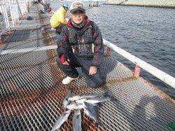 尼崎市魚つり公園　朝はイイ感じの濁りでした　チヌにハネ