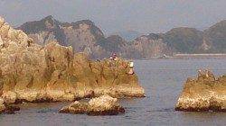 勝浦の沖磯で尾長グレ38㎝、バチッとミチイトを弾く当たり☆