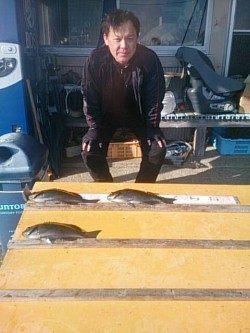 萩尾の磯でオキアミフカセ釣り　グレ良く釣れています♪