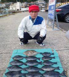 ヒラバエでカゴ釣り、グレ10匹オーバー、ウマヅラ36cmの釣果