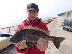 平磯海づり公園、投げ釣りで良型チヌ！