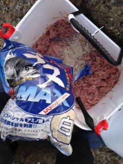 谷川漁港、風・波が強い中でのフカセチヌ釣り