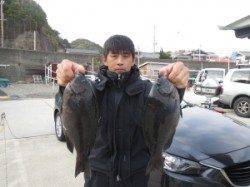 萩尾の磯、良型のグレ釣れています♪