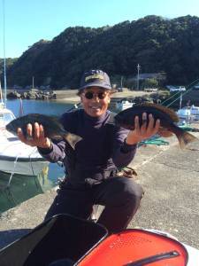 串本の磯　フカセでグレ46.3cmの大型出た