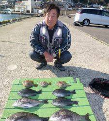 ヒラバエ、フカセ釣りでチヌ・グレ・カワハギの釣果