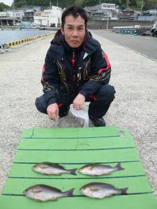 神谷沖一文字内向きでフカセ釣り　イサギ4匹…