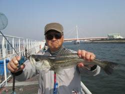 尼崎魚つり公園エビ撒きでスズキサイズ♪　釣…