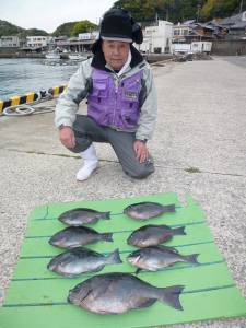 神谷沖一文字内向き、カゴ釣りでグレ〜43c…