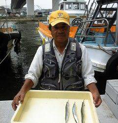 沖一文字カーブでサヨリ29～32センチ