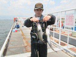 尼崎市立魚つり公園のエビ撒きハネ〜朝一深棚での釣果でした