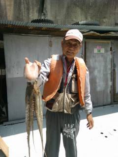 沖の一文字でタコ、テンヤで2.5kgをキャ…