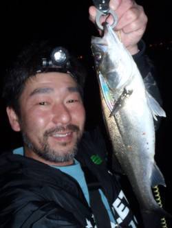 佐野漁港、二人でシーバスＭＡＸ７０ｃｍを頭…