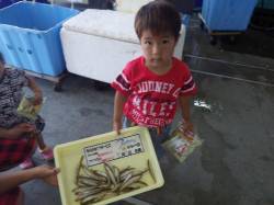 小目津公園前で投げ釣り、キスが釣れています…