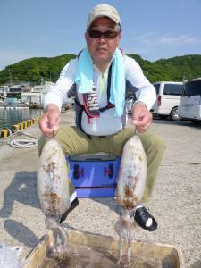 神谷沖一文字　夜釣りのヤエンでアオリイカの…