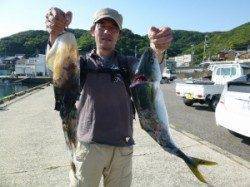 沖一文字内向きヤエンでのアオリイカ、ルアーでハマチも♪