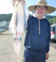 神谷一文字のアオリイカ釣果　ヤエンで1.3kg