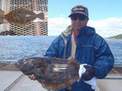 須磨海づり公園で記録賞のヒラメ71cm！！