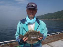 須磨海づり公園 カレイ33cmをキャッチ