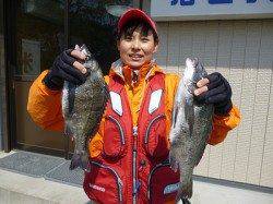 湯浅の磯、フカセで42cmまでのチヌ。